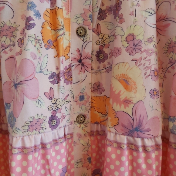 080. Multicolor Hibiscus Floral Print Ruffle Mini Dress  Size M - Picture 6 of 15